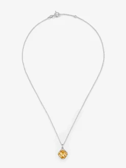 Colgante de plata 925 con cuarzo citrino en talla cushion de