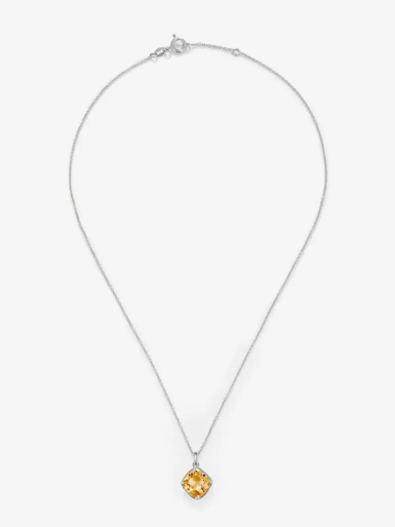 Colgante de plata 925 con cuarzo citrino en talla cushion de