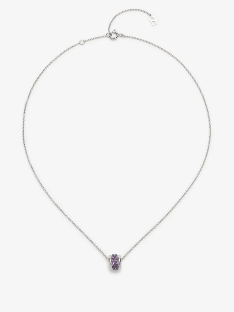 Colgante de plata 925 con pavé de amatistas rosas en talla brillante