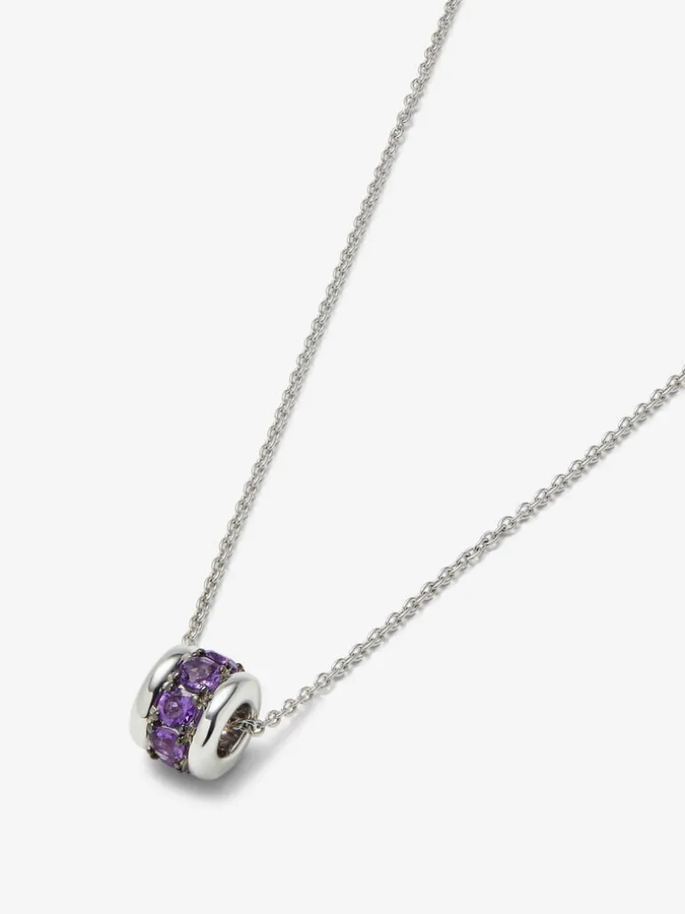 Colgante de plata 925 con pavé de amatistas rosas en talla brillante