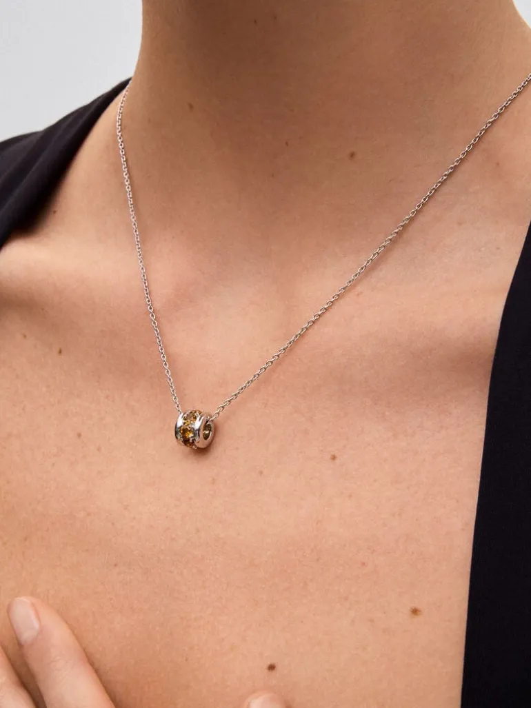 Colgante de plata 925 con pavé de cuarzos citrinos en talla brillante