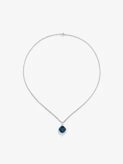 Colgante de plata 925 con topacio azul london en talla cushion