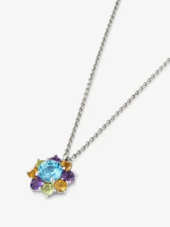 Colgante de plata 925 con topacios, amatistas, cuarzos y peridotos en talla brillante