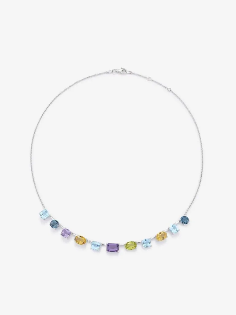 Colgante grande de plata 925 con gemas multicolor