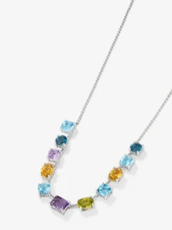 Colgante grande de plata 925 con gemas multicolor