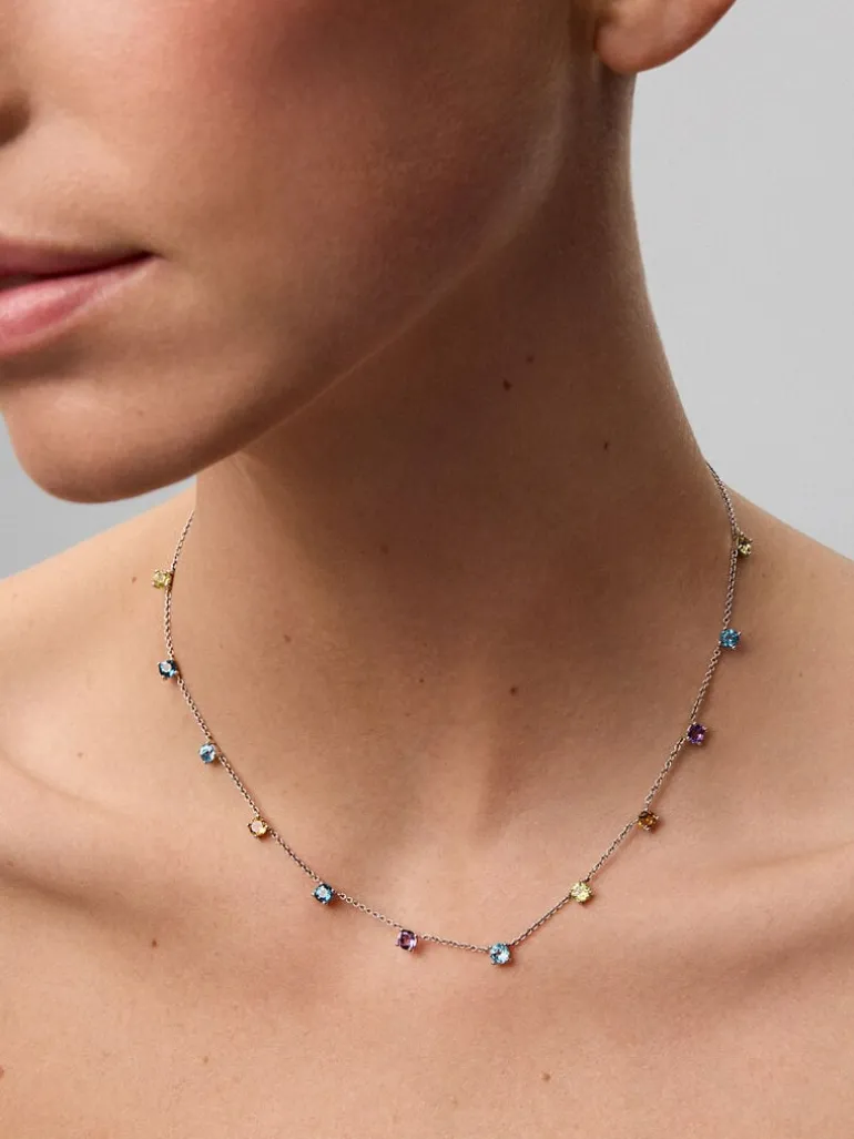 Colgante pequeño de plata 925 con gemas multicolor
