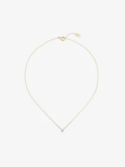Colgante solitario de oro amarillo de 18K con diamante en talla brillante de 0,15 cts