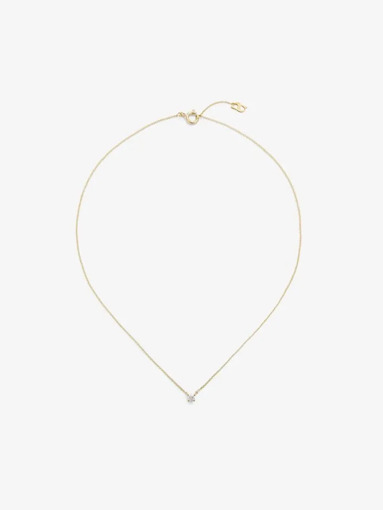 Colgante solitario de oro amarillo de 18K con diamante en talla brillante de 0,15 cts