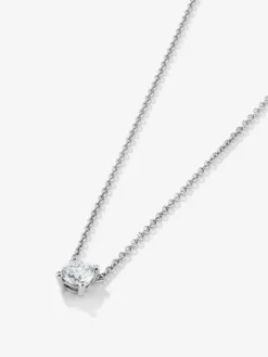 Colgante solitario de oro blanco de 18K con diamante blanco 0,7 cts