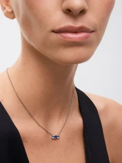 Colgante tresillo de plata 925 con topacios azuls swiss y amatista morada