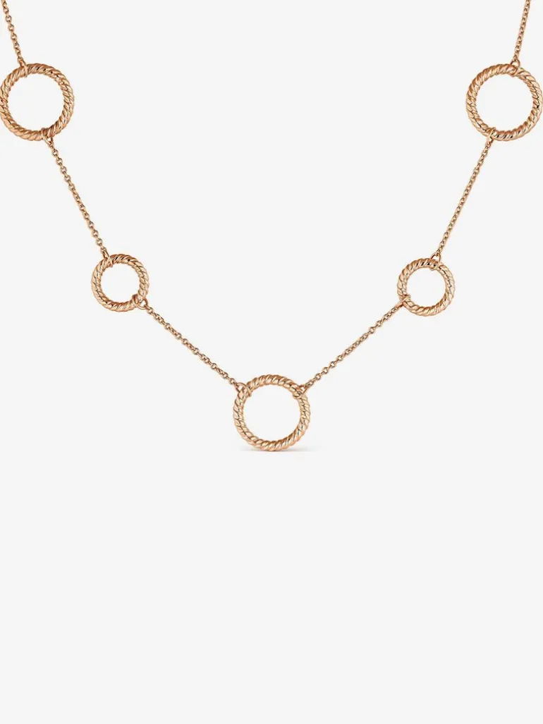 Collar círculos gallonados de oro rosa de 18kt