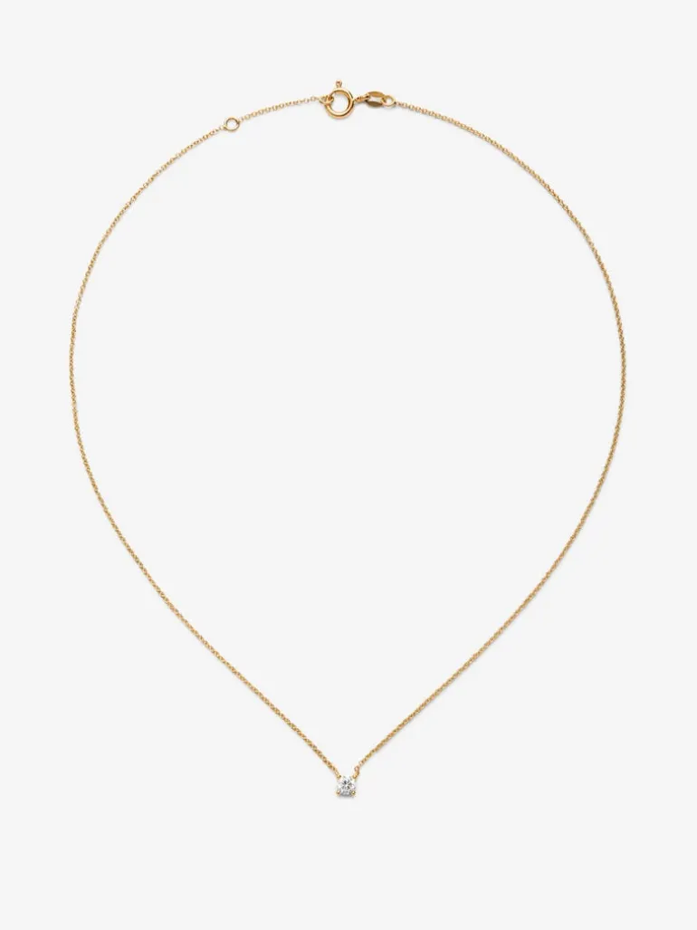 Collar de oro amarillo de 18K con diamante central en talla brillante de 0,30 cts