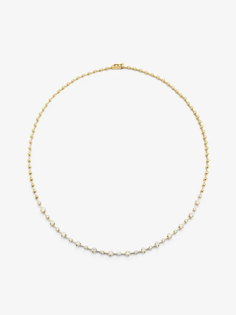 Collar de oro amarillo de 18K con diamantes blancos en talla brillante de 0,95 cts