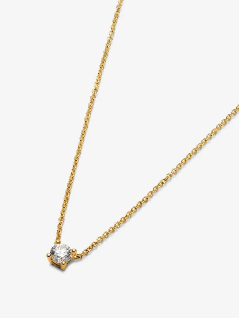 Collar de oro amarillo de 18K con diamante central en talla brillante de 0,30 cts