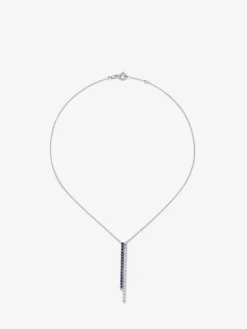 Collar de oro blanco de 18K con diamantes blancos y zafiros azules