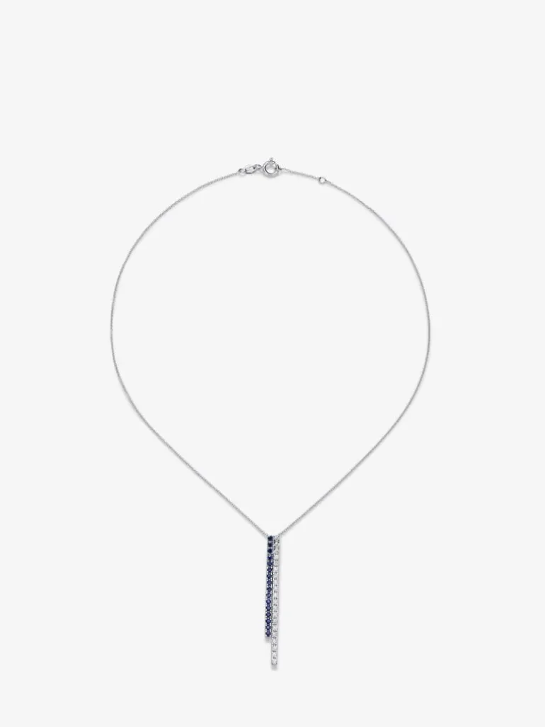 Collar de oro blanco de 18K con diamantes blancos y zafiros azules
