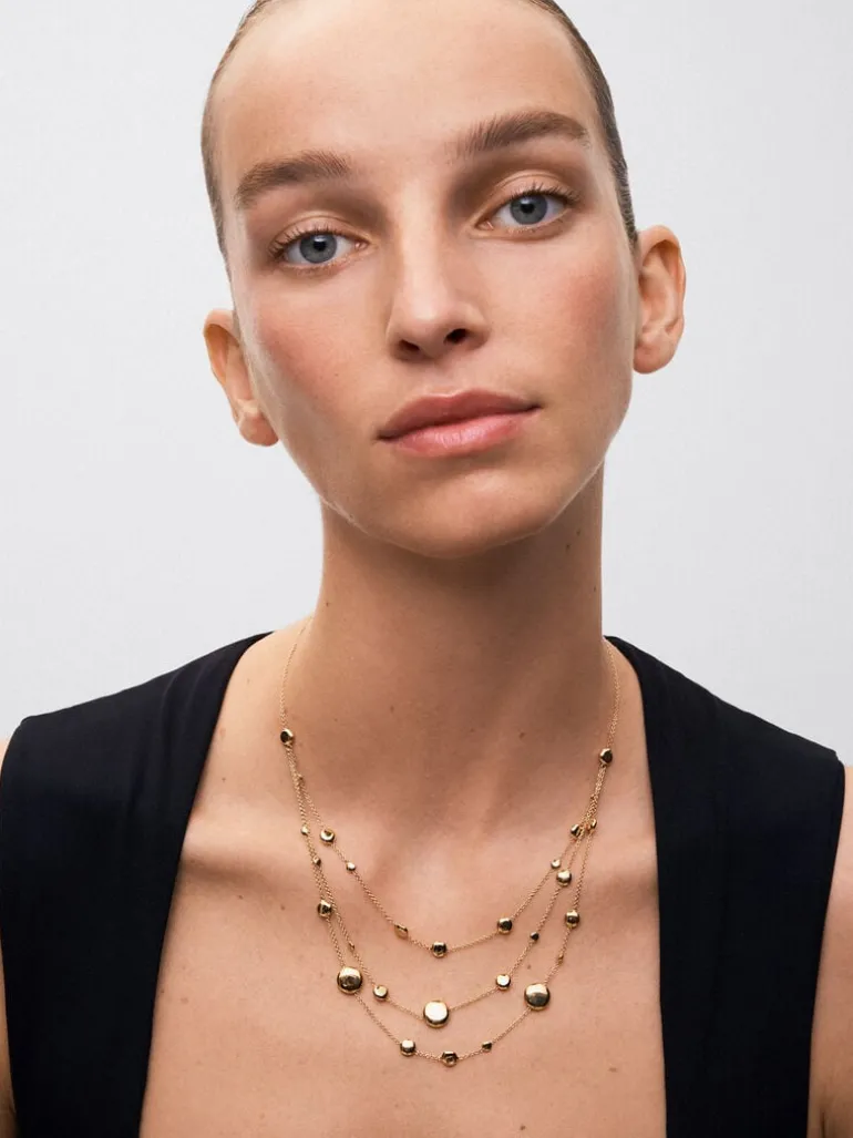 Collar triple de oro amarillo de 18K