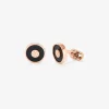 Gemelos de oro rosa de 18K con ónix negro y 2 diamantes en talla brillante con un total de 0,006 cts