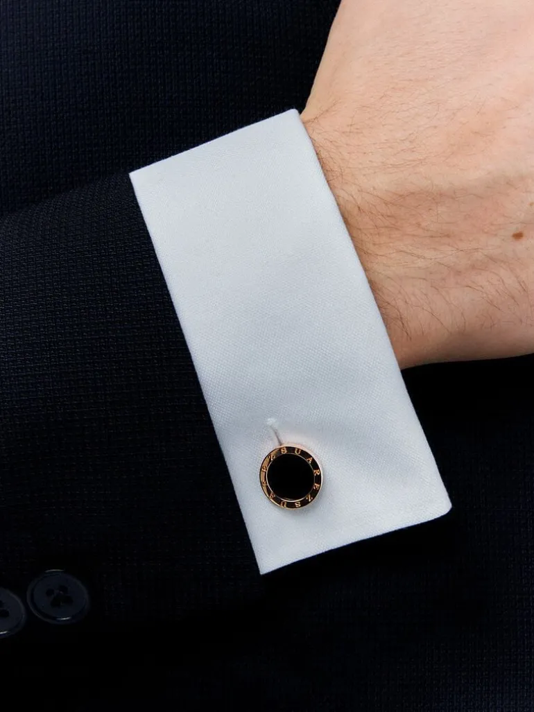 Gemelos de oro rosa de 18K con 2 ónix negros con un total de 5,13 cts