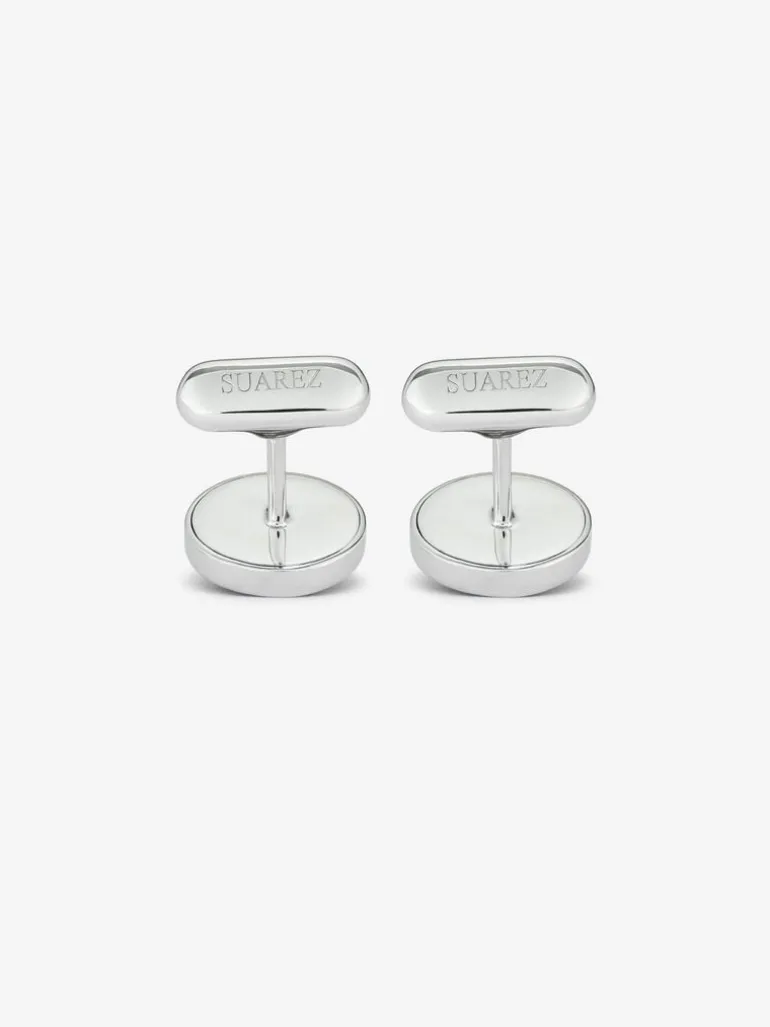 Gemelos de plata 925 con 2 ónix con un total de 5,44 cts y grabado