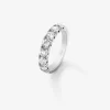 Media alianza de oro blanco de 18K con 11 diamantes en talla brillante con un total de 0,55 cts