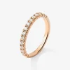 Media alianza de oro rosa de 18K con 15 diamantes en talla brillante con un total de 0,3 cts