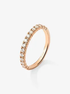 Media alianza de oro rosa de 18K con 15 diamantes en talla brillante con un total de 0,3 cts