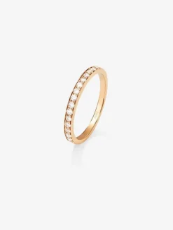Media alianza de oro rosa de 18K con 18 diamantes en talla brillante con un total de 0,15 cts