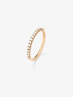 Media alianza de oro rosa de 18K con 16 diamantes en talla brillante con un total de 0,16 cts