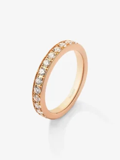 Media alianza de oro rosa de 18K con 13 diamantes en talla brillante con un total de 0,36 cts