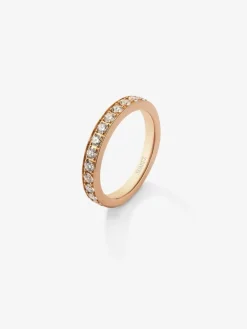 Media alianza de oro rosa de 18K con 16 diamantes en talla brillante con un total de 0,24 cts