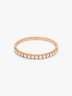 Media alianza de oro rosa de 18K con 16 diamantes en talla brillante con un total de 0,22 cts