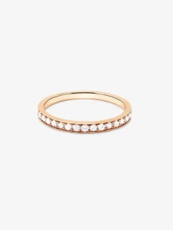 Media alianza de oro rosa de 18K con 18 diamantes en talla brillante con un total de 0,15 cts
