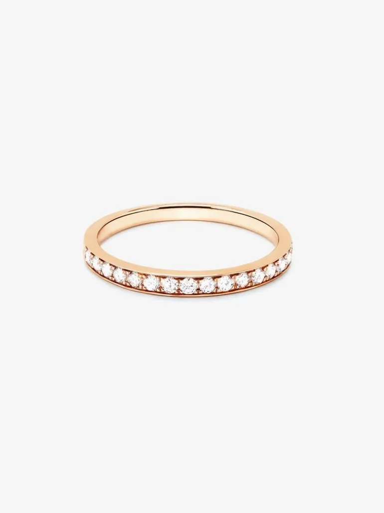 Media alianza de oro rosa de 18K con 18 diamantes en talla brillante con un total de 0,15 cts