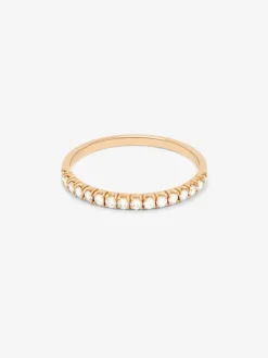 Media alianza de oro rosa de 18K con 13 diamantes en talla brillante con un total de 0,39 cts