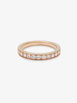 Media alianza de oro rosa de 18K con 16 diamantes en talla brillante con un total de 0,24 cts