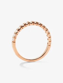 Media alianza de oro rosa de 18K con 15 diamantes en talla brillante con un total de 0,3 cts