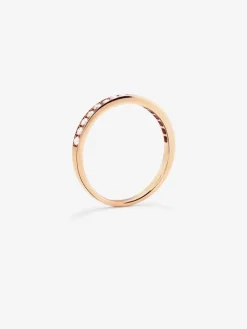 Media alianza de oro rosa de 18K con 13 diamantes en talla brillante con un total de 0,38 cts