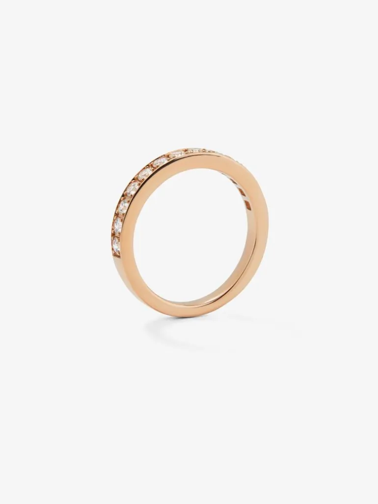 Media alianza de oro rosa de 18K con 16 diamantes en talla brillante con un total de 0,24 cts