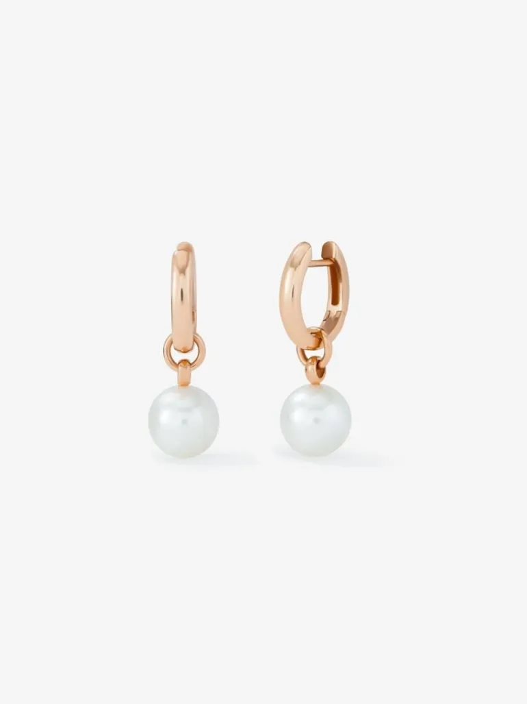 Pendiente de aro de oro rosa de 18k con colgante de perla akoya de 8,5