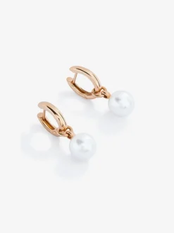 Pendiente de aro de oro rosa de 18k con colgante de perla akoya de 8,5