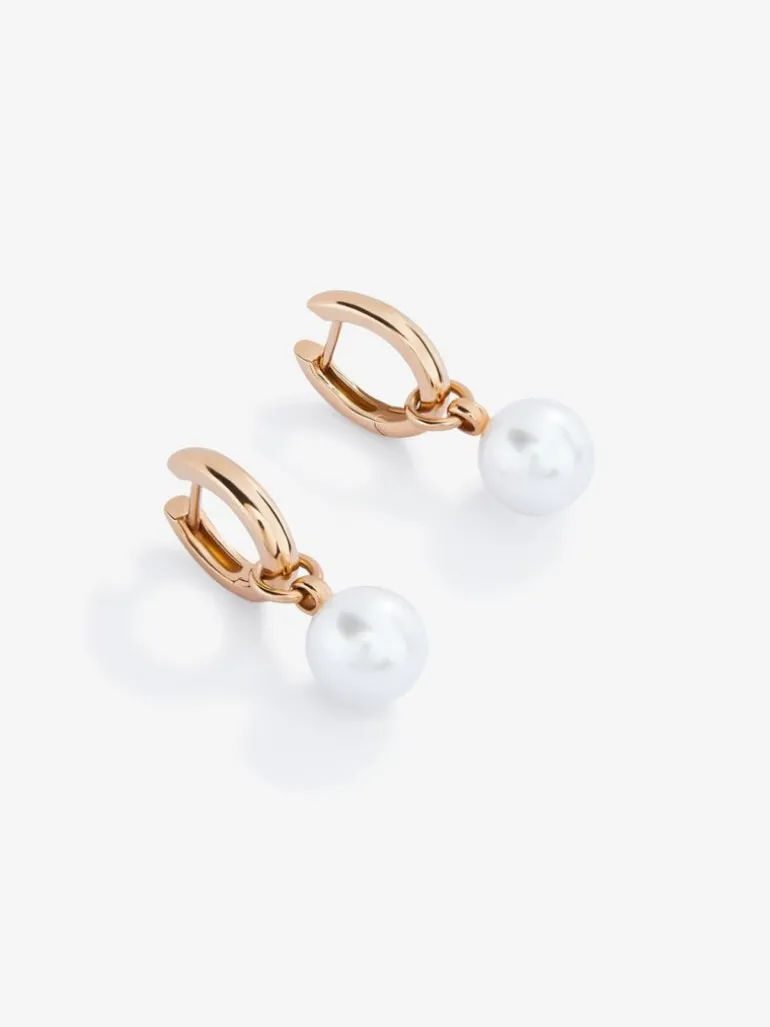 Pendiente de aro de oro rosa de 18k con colgante de perla akoya de 8,5