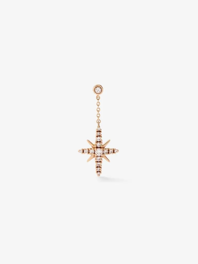 Pendiente de oro rosa de 18kt con diamantes