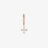 Pendiente individual aro con estrella colgante de oro rosa de 18K con diamantes