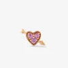 Pendiente individual de oro rosa de 18K con 3 zafiros rosas en talla brillante con un total de 0,1 cts y forma de corazón