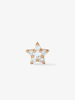 Pendiente individual de oro rosa de 18K con 6 diamantes en talla brillante con un total de 0,11 cts