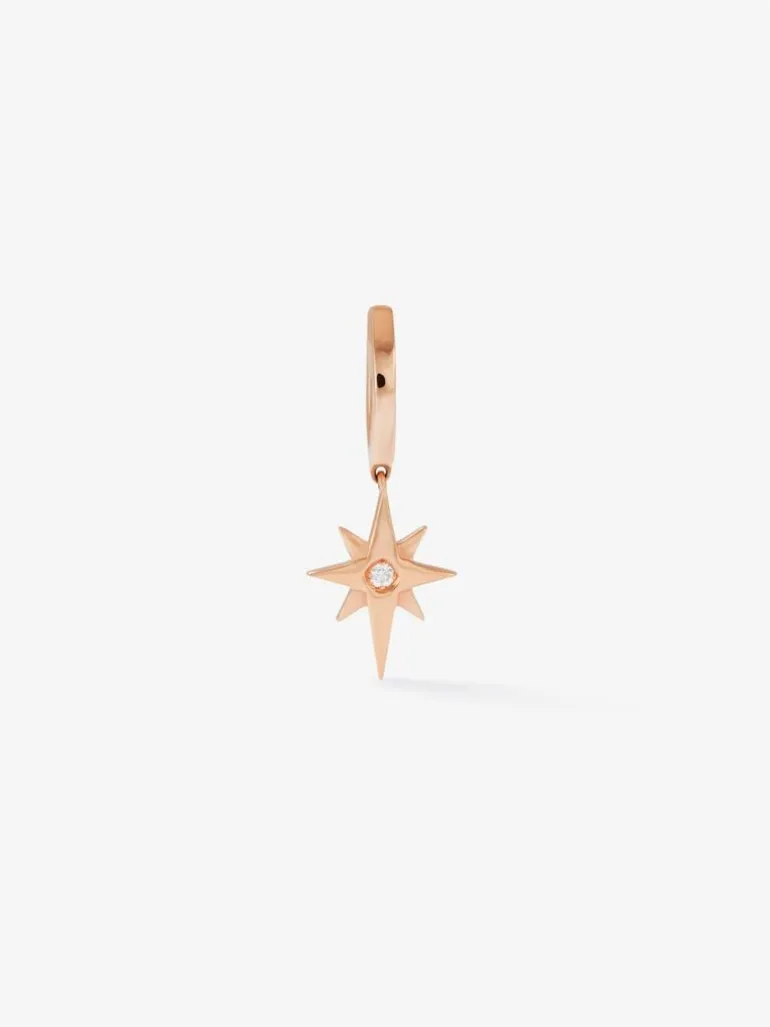 Pendiente individual de oro rosa de 18K con diamante en talla brillante de 0,05 cts