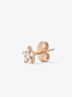 Pendiente individual de oro rosa de 18K con 6 diamantes en talla brillante con un total de 0,11 cts