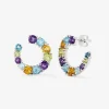 Pendientes aro abierto de plata 925 con gemas multicolor