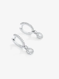 Pendientes aro colgante solitario con orla de oro blanco de 18K con diamantes